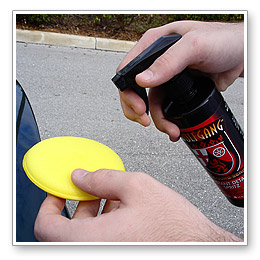 Apply Klasse High Gloss Sealant Glaze just like you applied the All-In-One. With a damp (NOT WET) applicator pad or towel, spread a nickel-sized amount of High Gloss Sealant onto the surface in long, overlapping strokes.
