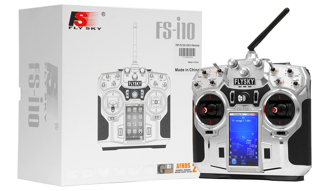 FlySky FS-i10 2.4G Digital 10 Channel Transmitter & Receiver with 3.55" screen 