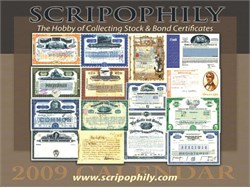 2009 Historic Stock Calendar - 28 Color Pages - Images include Lehman Brothers, Countrywide Mortgage, Playboy, Standard Oil signed by John D. Rockefeller and Much, More!