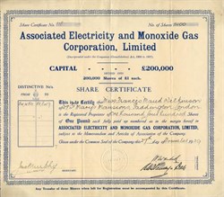 Associated Electricity and Monoxide Gas Corporation, Limited - London, England 1929