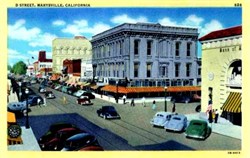 D Street, Marysville, California Postcard