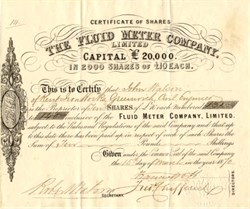 Fluid Meter Company - England 1870