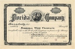 Florida Wine Company - Florida 1885