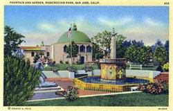 Fountain and Garden at Rosicrucian Park - San Jose, California