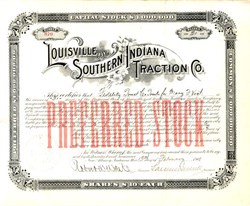 Louisville and Southern Indiana Traction signed by Samuel Insull  - New Albany, Indiana 1908