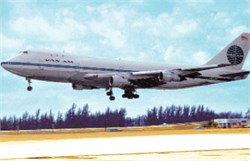 Pan Am Airlines Postcard of 747 in 1973