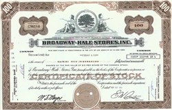 Pack of 100 Certificates - Broadway-Hale Stores, Inc. (Became Federated Department Stores)- Price includes shipping costs to U.S.