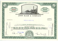 Pack of 100 Certificates - John Blair and Company (vignette of a lighthouse) - Price includes shipping costs to U.S.