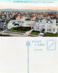 Postcard with a Bird's-Eye View of the Residence Section Capitol Hill Seattle, Washington