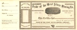 Pride of the West Silver Mining Company 1860's Mokelumne District, Amador County - California