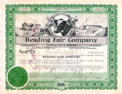Reading Fair Company Stock with unusual vignette of 3 Cows 1916