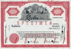Revlon, Inc. Specimen Stock Certificate ( Charles Revlon as Chairman of the Board  -  Delaware 1972