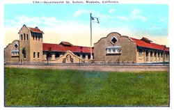 Seventeenth St. School, Modesto, California Postcard
