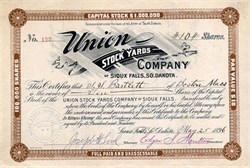 Union Stock Yards Company of Sioux Falls - Sioux Falls, South Dakota 1896