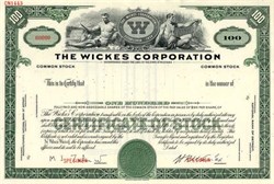 Wickes Corporation - Michigan - Harvey  Randall Wickes as President