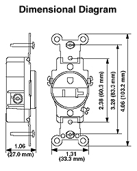 Leviton 5361-T 20 Amp-125 Volt Nema 5-20R. Back and side ... l14 20r receptacle wiring diagram 