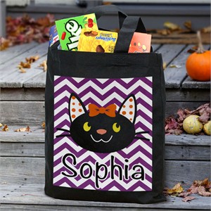 Personalized Cat Trick or Treat Tote Bag