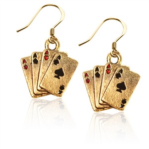 Aces Charm Earrings in Gold