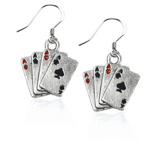 Aces Charm Earrings in Silver