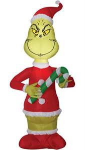 Airblown Grinch With Candy Cane Inflatable