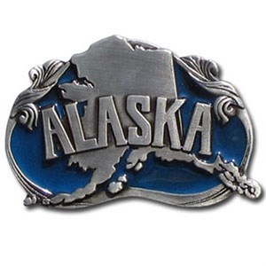 Alaska State Enameled Belt Buckle