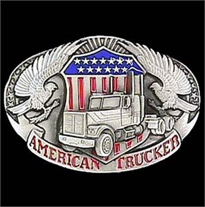 American Trucker Enameled Belt Buckle
