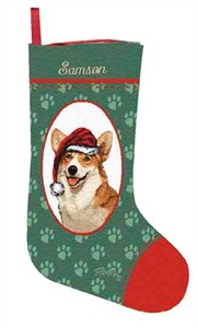 Personalized Dog Christmas Stocking - Welsh Corgi