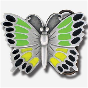 Butterfly Green Enameled Belt Buckle
