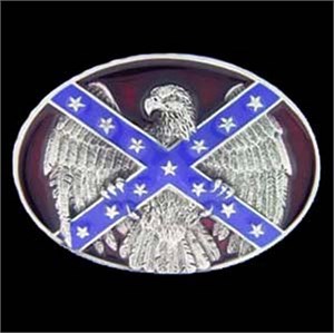 Confederate Flag & Eagle Enameled Belt Buckle
