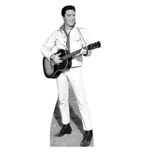 Elvis B&W White Jacket Cardboard Cutout