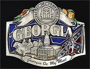 Georgia On My Mind Enameled Belt Buckle