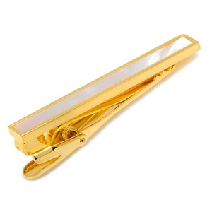 Gold and Mother of Pearl Inlaid Tie Clip
