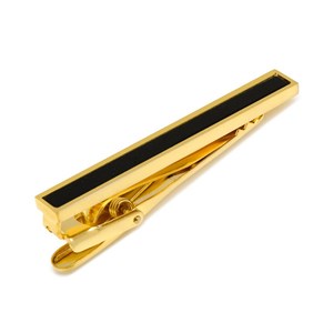Gold and Onyx Inlaid Tie Clip