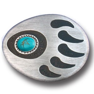 Grizzly Claw & Stone Enameled Belt Buckle