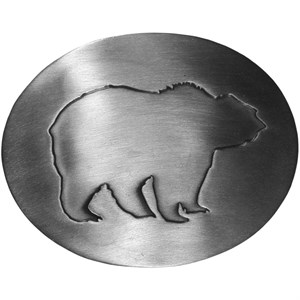 Grizzly Silhouette Antiqued Belt Buckle
