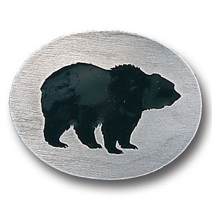 Grizzly Silhouette Enameled Belt Buckle