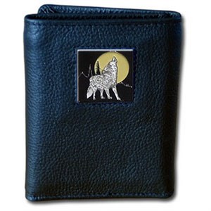 Howling Wolf and Moon Tri-fold Wallet