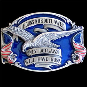 If Only Guns Are Outlawed... Enameled Belt Buckle