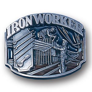 Iron Worker Enameled Belt Buckle
