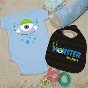 Lil Monster Personalized Baby Onesie and Bib Set