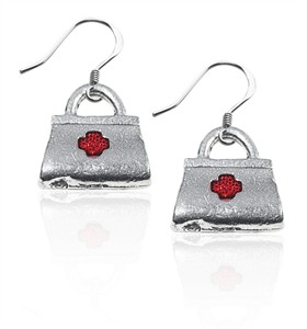 Medical Bag Charm Earrings in Silver