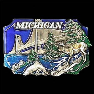 Michigan Enameled Belt Buckle