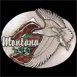 Montana Eagle Enameled Belt Buckle