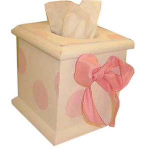 Pink Polka Dot Wooden Tissue Box