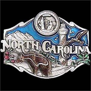 North Carolina Enameled Belt Buckle