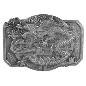 Oriental Dragon Antiqued Belt Buckle