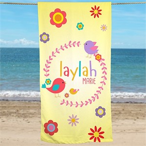 Personalized Flower Beach Towel