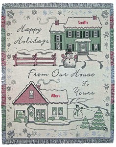 Personalized Happy Holidays Houses Throw