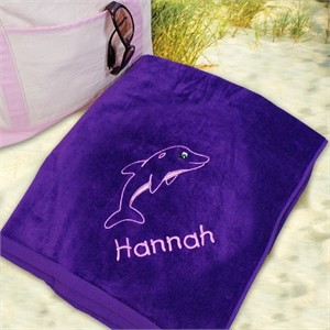 Personalized Kids Beach Towel with Dolphin Design