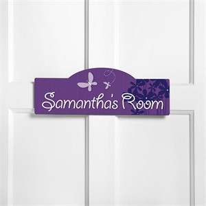 Personalized Kids Room Sign - Blooms and Butterflies